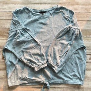 Banana Republic Sky Blue Puff Sleeve Cropped Sweatshirt Size L